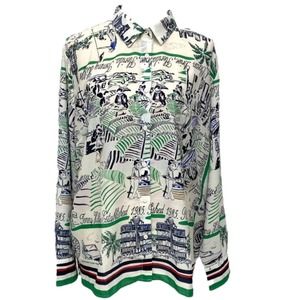 Tommy Hilfiger women's graphic-print shirt collared long sleeve Florida size-XXS